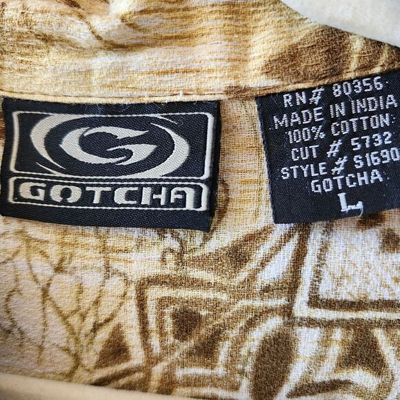 GOTCHA Men's Vintage Polynesian Print Textured Button Down Casual Aloha Shirt - Picture 2 of 4